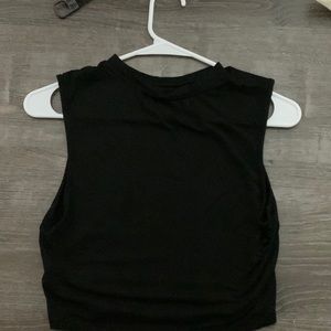 Black shoulder less top